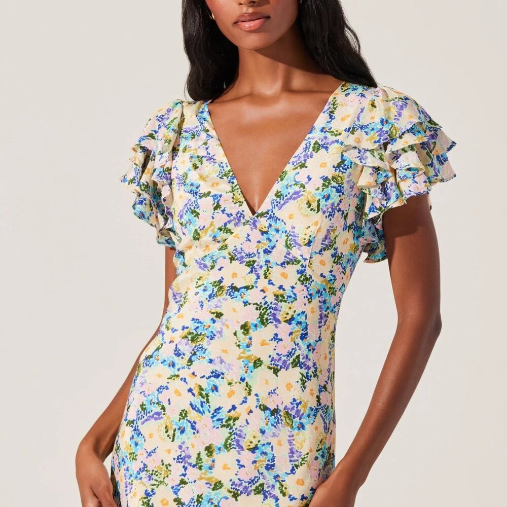 Celestine Floral Flutter Sleeve Midi Dress - Picture 3 of 7